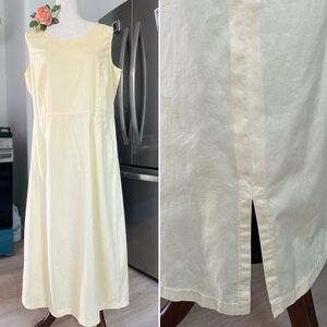 100% Cotton Coldwater Creek Light Yellow Sleeveless Modest Maxi Length Dress